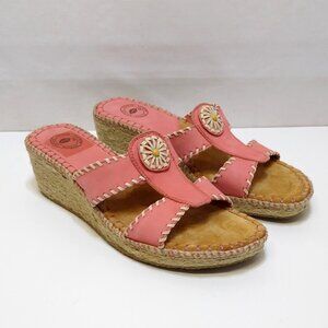 Nurture Tortola Leather Upper Wedge Sandals Sz 9M Plaited Fiber Sole Brazil Made